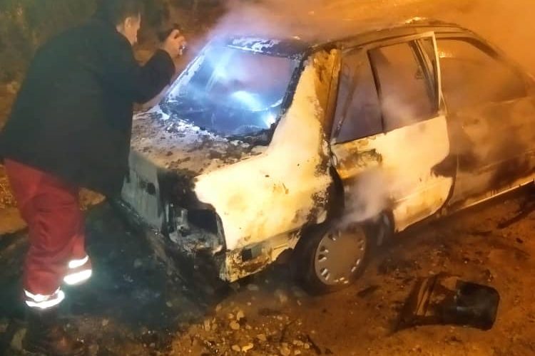 سوختن پراید و راننده در گچساران+تصاویر