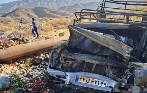 سقوط و آتش سوزی خودرو در گچساران جان دو سرنشین را گرفت