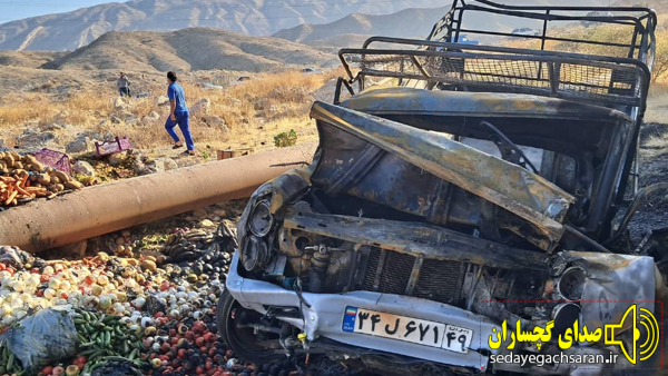 سقوط و آتش سوزی خودرو در گچساران جان دو سرنشین را گرفت